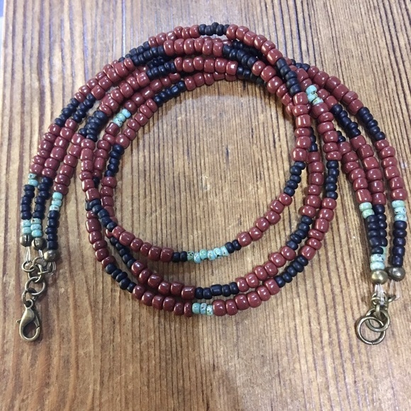 Ladies Choker Style BOHO Beaded Necklace, Handmade, Black and Brown, 16 … - Picture 4 of 6